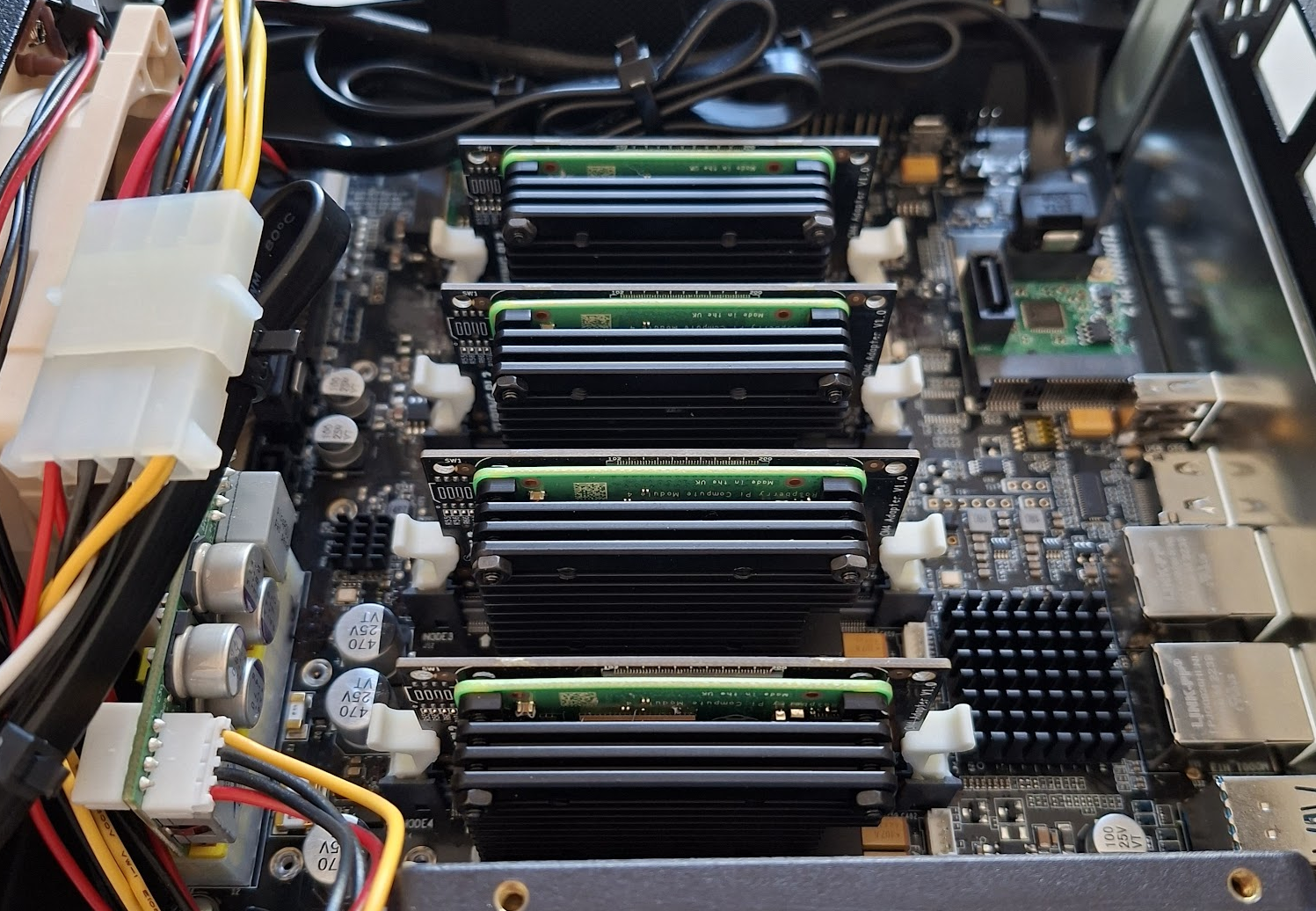 Turing Pi with Heatsinks applied